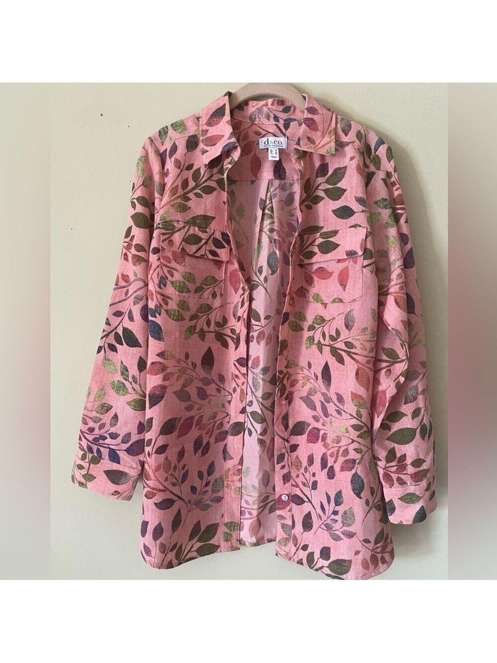 Denim & Co. Leaf Motif Blouse S